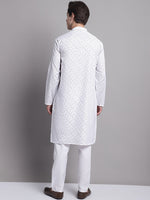 Thumbnail for Jompers Men's White Printed Pure Cotton Kurta Payjama Set - Distacart
