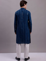 Thumbnail for Jompers Men's Embroidered Mirror Work Kurta Payjama Sets - Peacock - Distacart