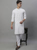 Jompers Men's White Chikankari Embroidered and Sequence Kurta with Pyjama - Distacart
