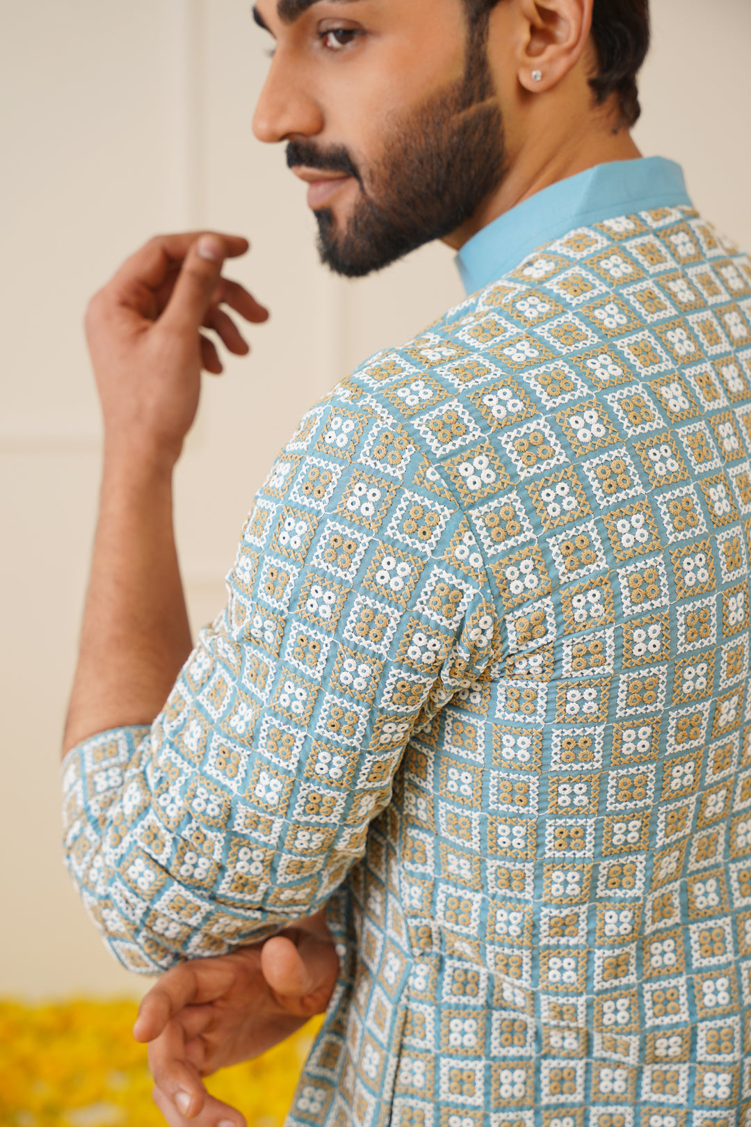 Jompers Men's Blue Embroidered Kurta with Pyjama - Distacart