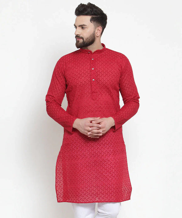 Jompers Men's Maroon Chikan Kurta Only - Distacart