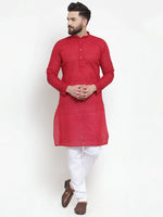 Thumbnail for Jompers Men's Maroon Chikan Kurta with Churidar - Distacart