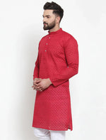 Thumbnail for Jompers Men's Maroon Chikan Kurta Only - Distacart
