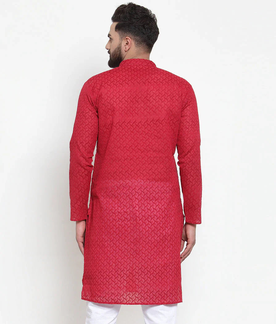 Jompers Men's Maroon Chikan Kurta Only - Distacart
