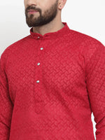 Thumbnail for Jompers Men's Maroon Chikan Kurta Only - Distacart