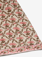 Thumbnail for Jompers Women's Beige & Pink Block Print Pure Cotton Kurta with Trousers & Dupatta - Distacart