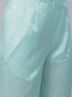 Thumbnail for Jompers Women's Turquoise Blue Embroidered Regular Sequinned Kurta with Trousers & Dupatta - Distacart