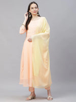 Thumbnail for Jompers Women's Peach Embroidered Regular Sequinned Kurta with Trousers & Dupatta - Distacart
