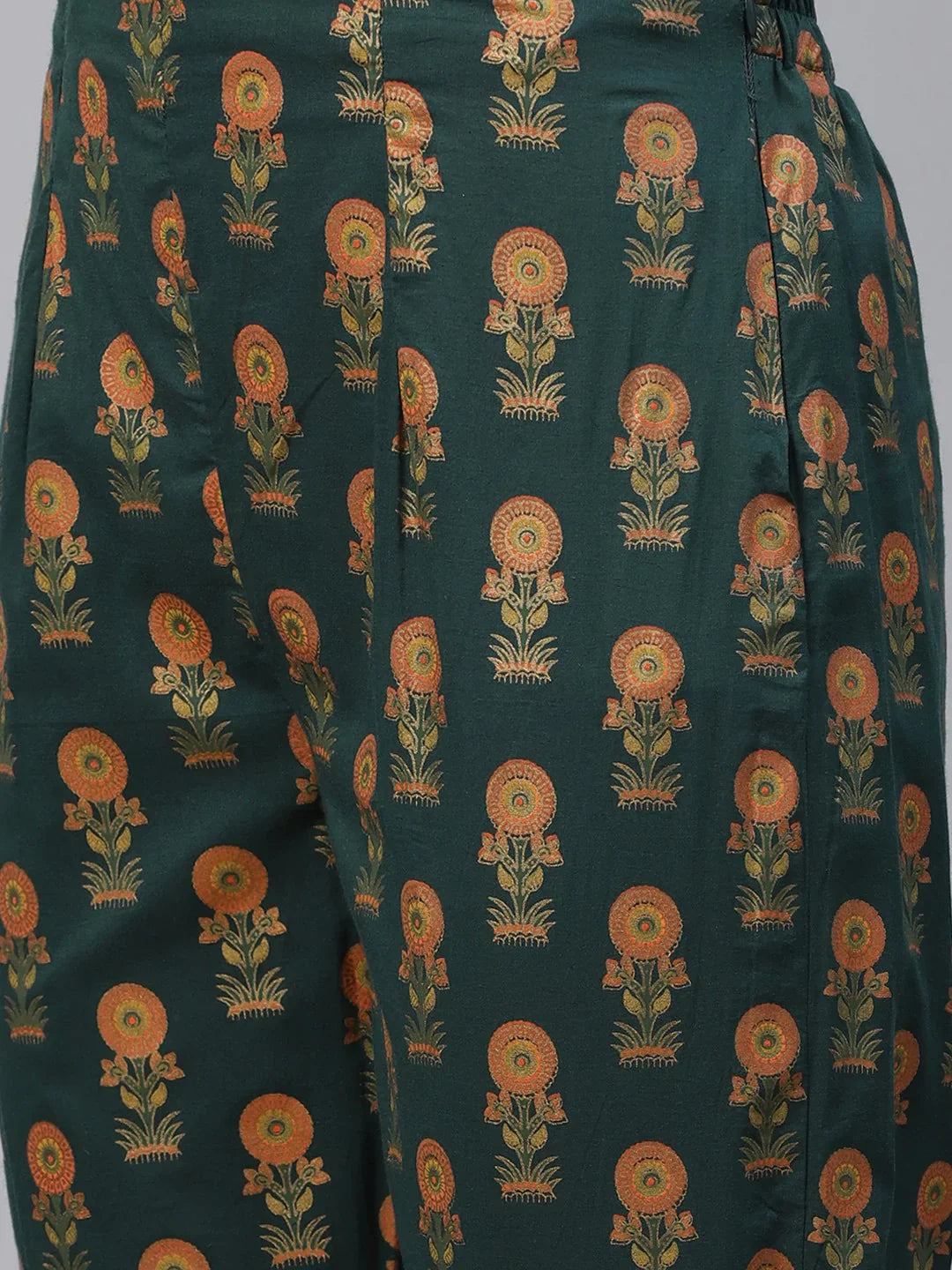 Jompers Women's Green Ethnic Motifs Printed Pure Cotton Kurta with Trousers & Dupatta - Distacart