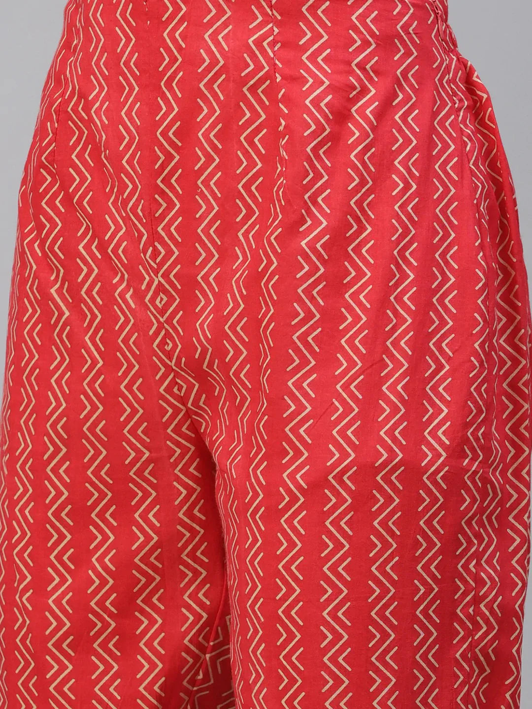 Jompers Women's Red Ethnic Motifs Printed Regular Pure Cotton Kurta with Trousers & Dupatta - Distacart