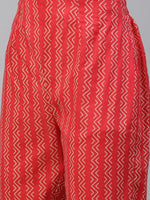 Thumbnail for Jompers Women's Red Ethnic Motifs Printed Regular Pure Cotton Kurta with Trousers & Dupatta - Distacart