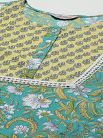 Thumbnail for Jompers Women's Green Ethnic Motifs Printed Pure Cotton Kurta with Trousers & Dupatta - Distacart