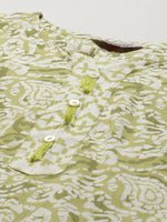 Thumbnail for Jompers Women's Green Ethnic Motifs Printed Pure Cotton Kurta with Trousers & Dupatta - Distacart