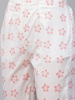 Thumbnail for Jompers Women's Pink & White Ethnic Motifs Printed Pure Cotton Kurta with Trousers & Dupatta - Distacart