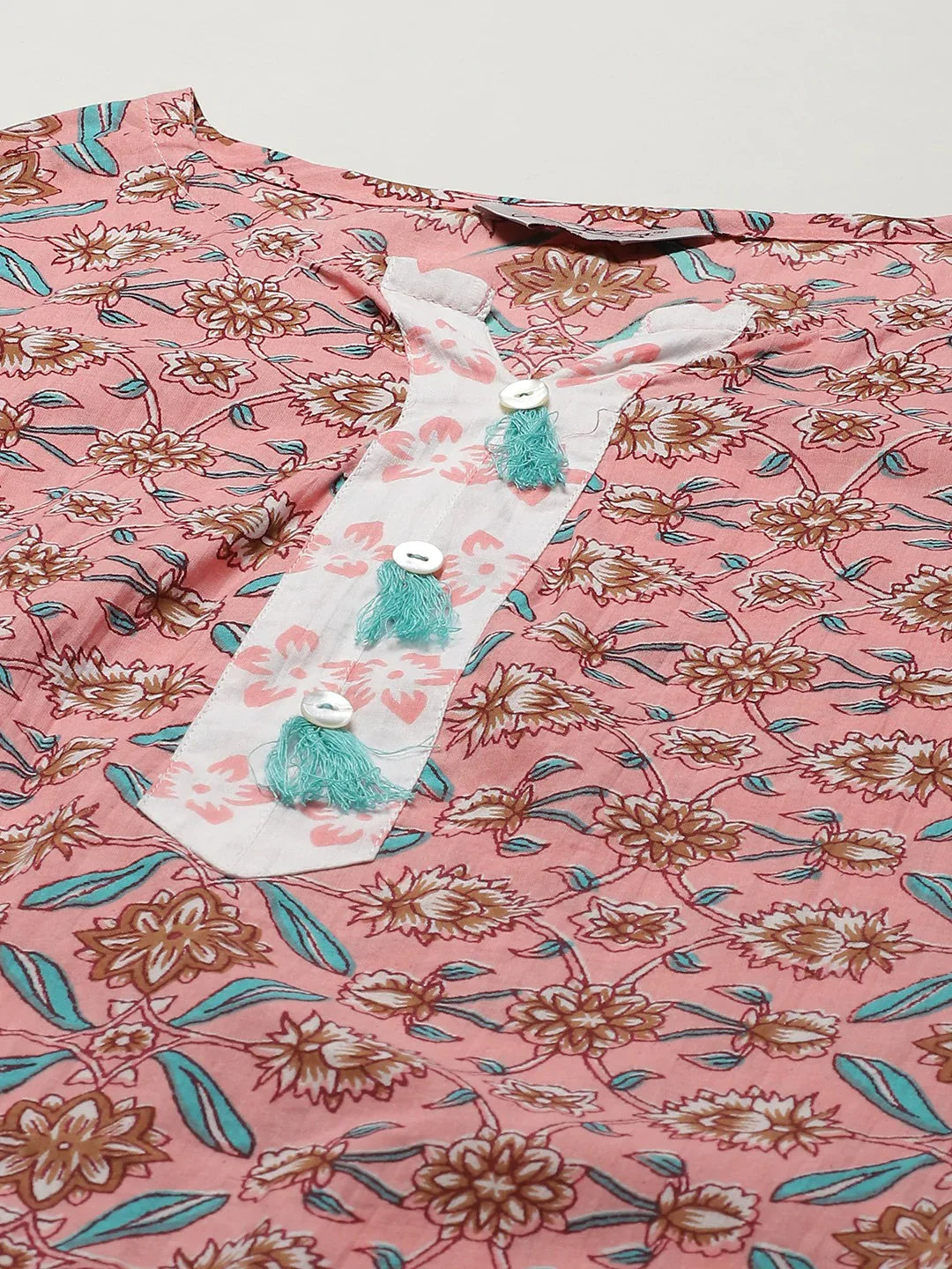 Jompers Women's Pink & White Ethnic Motifs Printed Pure Cotton Kurta with Trousers & Dupatta - Distacart