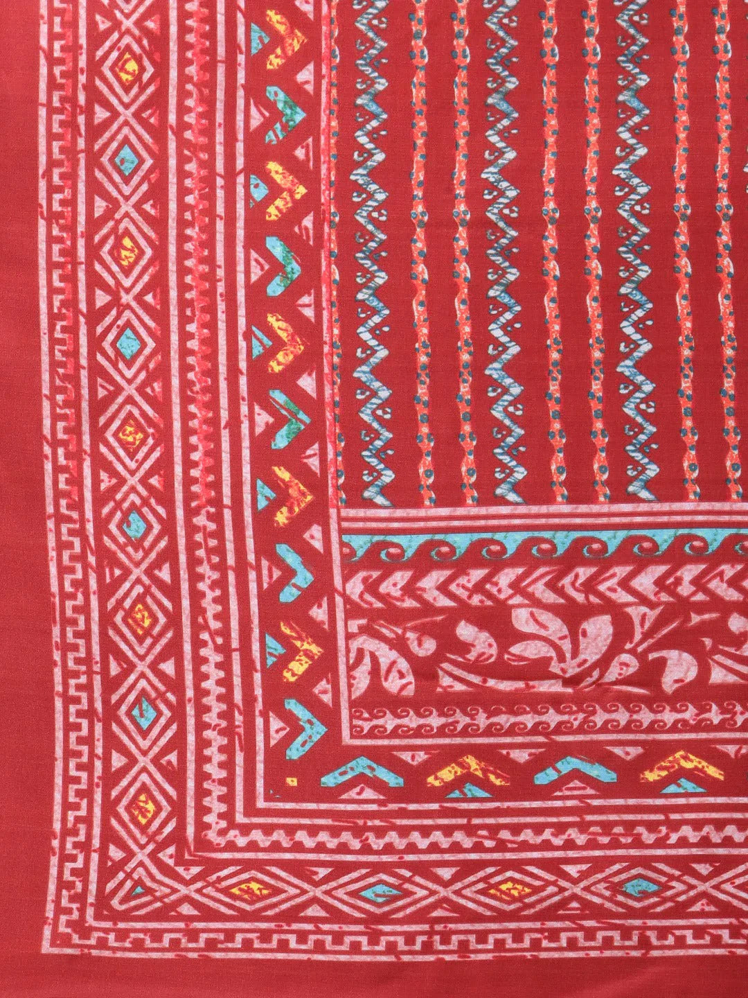 Jompers Women's Blue & Maroon Printed Regular Pure Cotton Kurta with Trousers & With Dupatta - Distacart