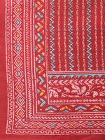 Thumbnail for Jompers Women's Blue & Maroon Printed Regular Pure Cotton Kurta with Trousers & With Dupatta - Distacart