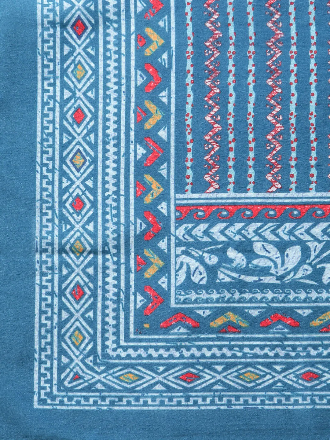 Jompers Women's Maroon & Blue Printed Regular Pure Cotton Kurta with Trousers & With Dupatta - Distacart