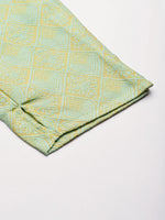 Thumbnail for Jompers Women's Green Jacquard Woven Design Straight Kurta Trousers & Chikankari Dupatta - Distacart
