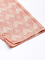 Thumbnail for Jompers Women's Pink Jacquard Woven Design Straight Kurta Trousers & Chikankari Dupatta - Distacart