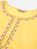 Thumbnail for Jompers Women's Yellow Embroidered Regular Kurta with Trousers & With Dupatta - Distacart