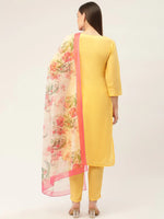 Thumbnail for Jompers Women's Yellow Embroidered Regular Kurta with Trousers & With Dupatta - Distacart