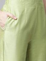 Thumbnail for Jompers Women's Green Embroidered Regular Kurta with Trousers & With Dupatta - Distacart