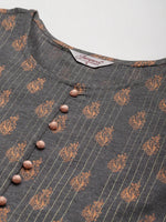 Thumbnail for Jompers Women's Printed Kurta with Trousers & With Dupatta - Grey - Distacart