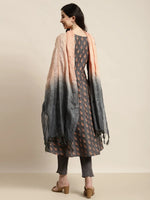 Thumbnail for Jompers Women's Printed Kurta with Trousers & With Dupatta - Grey - Distacart