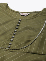 Thumbnail for Jompers Women's Gotta Patti Kurta with Trousers & With Dupatta - Green - Distacart
