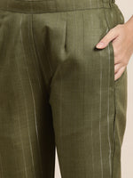 Thumbnail for Jompers Women's Gotta Patti Kurta with Trousers & With Dupatta - Green - Distacart