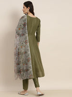 Thumbnail for Jompers Women's Gotta Patti Kurta with Trousers & With Dupatta - Green - Distacart