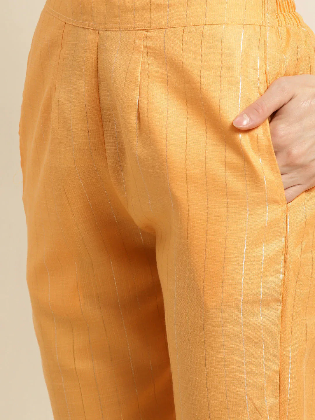 Jompers Women's Gotta Patti Kurta with Trousers & With Dupatta - Orange - Distacart