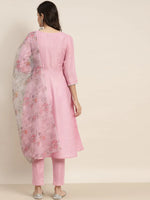 Thumbnail for Jompers Women's Gotta Patti Kurta with Trousers & With Dupatta - Pink - Distacart