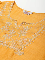 Thumbnail for Jompers Women's Yoke Design Cotton Silk Kurta with Trousers & Dupatta - Yellow - Distacart