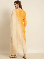 Thumbnail for Jompers Women's Yoke Design Cotton Silk Kurta with Trousers & Dupatta - Yellow - Distacart