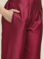 Thumbnail for Jompers Women's Dupion Silk Jacquard Kurta with Trousers & Dupatta - Purple - Distacart