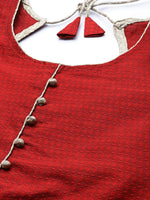 Thumbnail for Jompers Women's Dupion Silk Jacquard Kurta with Trousers & Dupatta - Maroon - Distacart