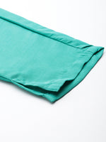Thumbnail for Jompers Women's Embroidered Silk Flared kurta,pant with dupatta set - Green - Distacart