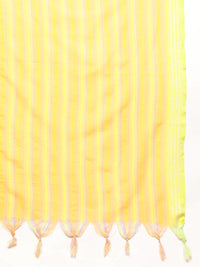 Thumbnail for Jompers Women's Printed flared kurta palazzo dupatta set - Yellow - Distacart