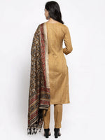 Thumbnail for Jompers Women's Beige & Black Striped Kurta with Trousers & Printed Dupatta - Distacart