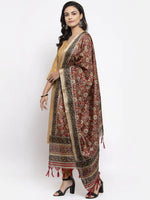 Thumbnail for Jompers Women's Beige & Black Striped Kurta with Trousers & Red Printed Dupatta - Distacart