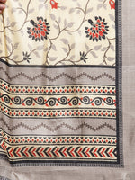 Thumbnail for Jompers Women's Grey Striped Kurta with Trousers & Beige-Red Printed Dupatta - Distacart