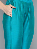Thumbnail for Jompers Women's Floral Embroidered Kurta with Trousers & With Dupatta - Blue - Distacart
