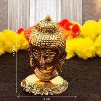 Thumbnail for Ascension Designer Oxidize Metal Decorative Golden Lord Buddha Head Idol - Distacart