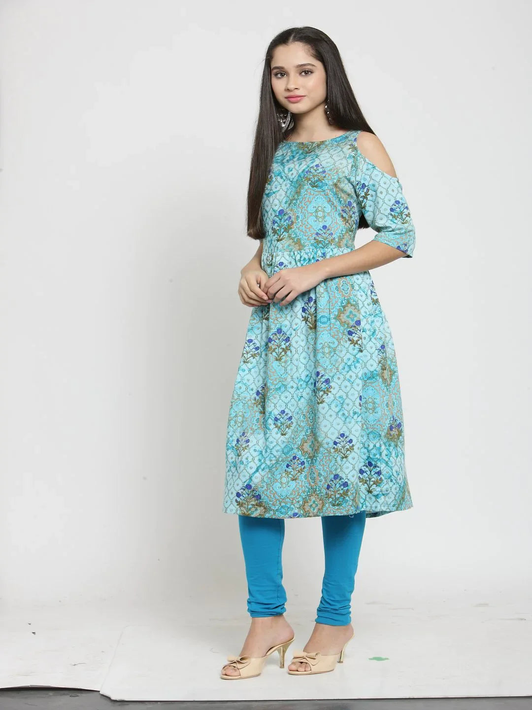 Jompers Women's Blue Printed A-Line Kurta - Distacart