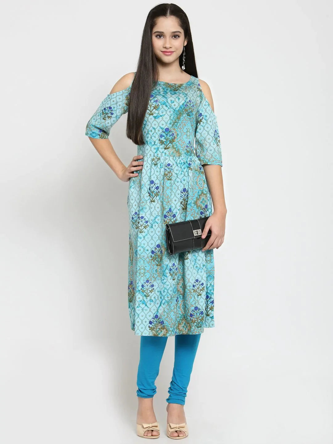 Jompers Women's Blue Printed A-Line Kurta - Distacart
