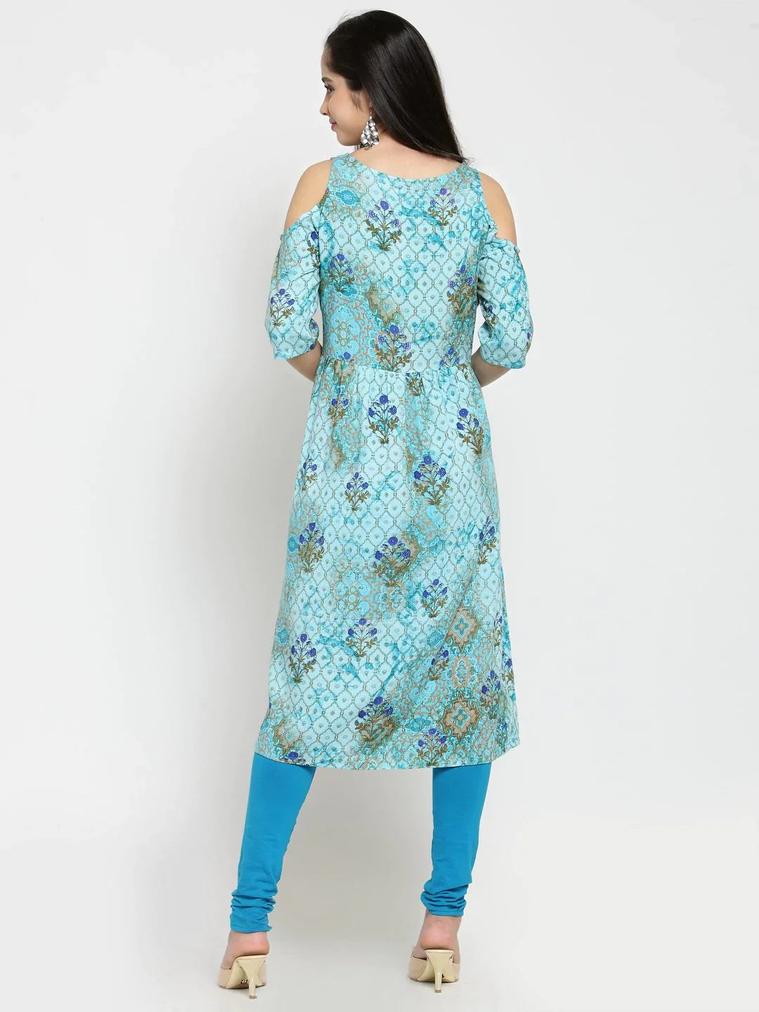 Jompers Women's Blue Printed A-Line Kurta - Distacart