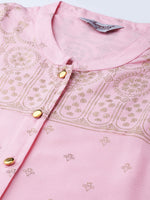 Thumbnail for Jompers Women's Pink & Gold-Toned Printed Straight Kurta - Distacart