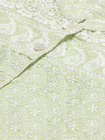 Thumbnail for Jompers Women's Lime Green & White Chikankari Embroidered Kurta with Palazzos - Distacart